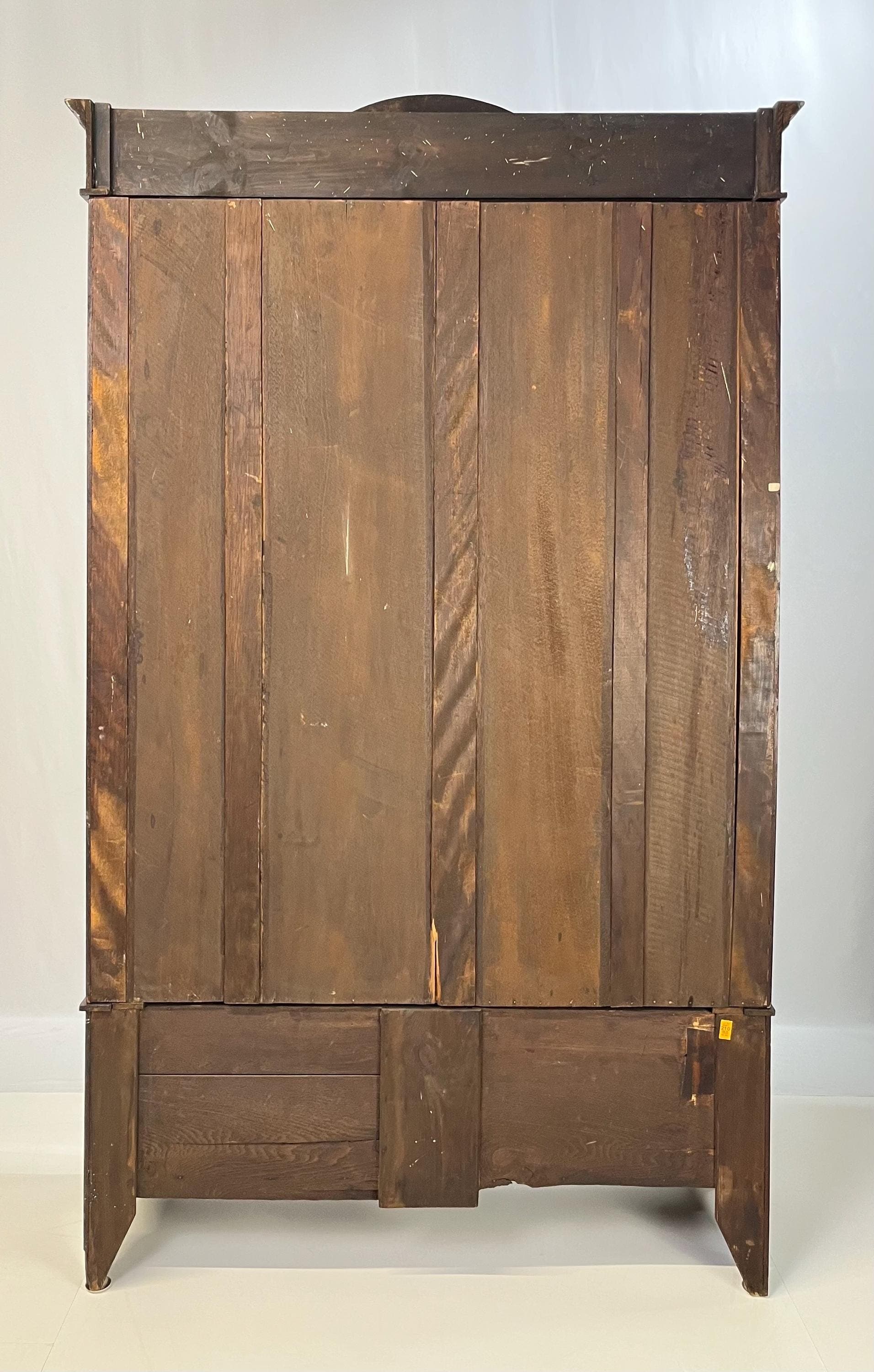 English Edwardian Style Inlaid Mahogany Wardrobe With Beveled Oval Mirror - Thumbnail 12