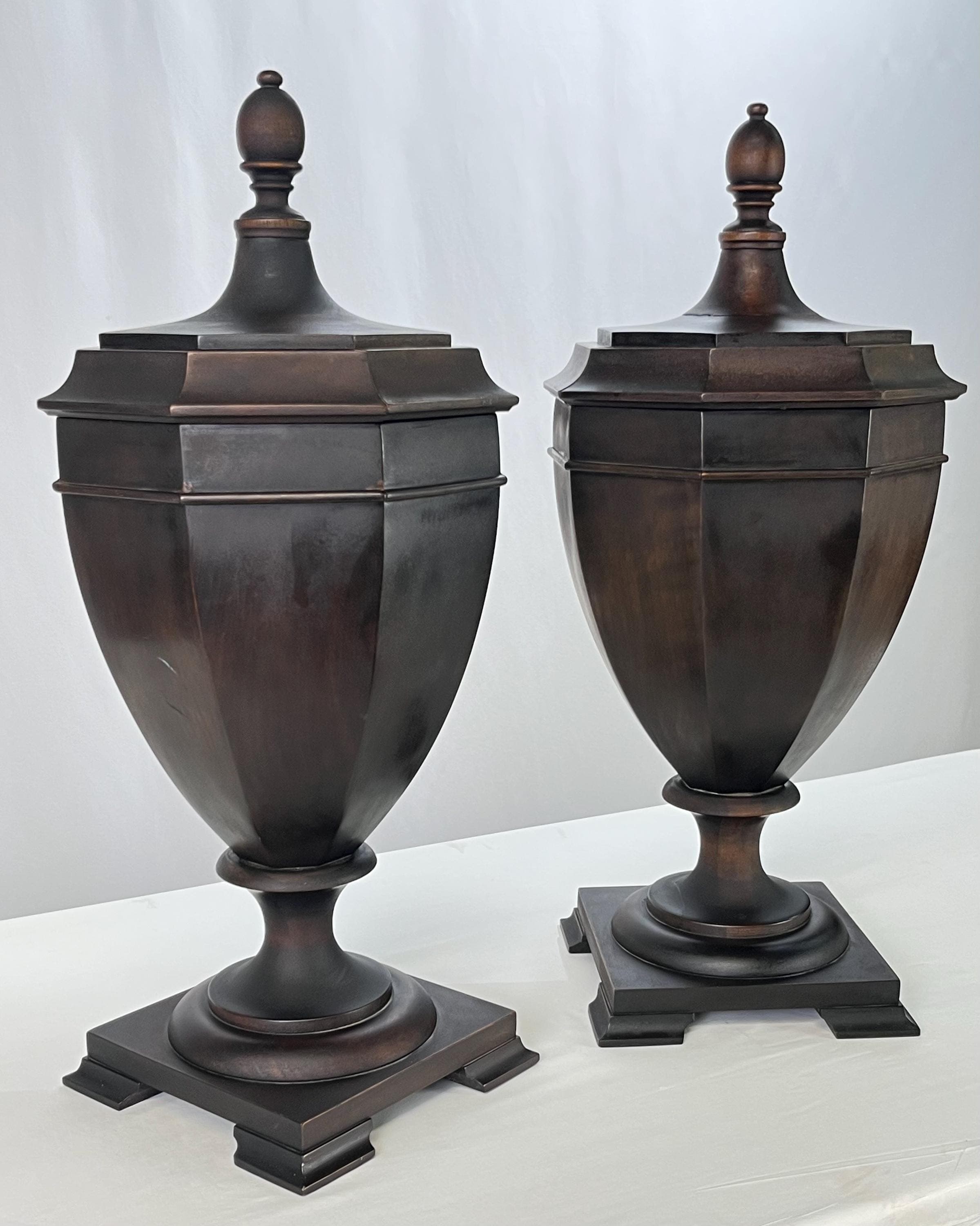 Antique Neoclassical Octagonal Mahogany Knife Boxes - A Pair - Thumbnail 4