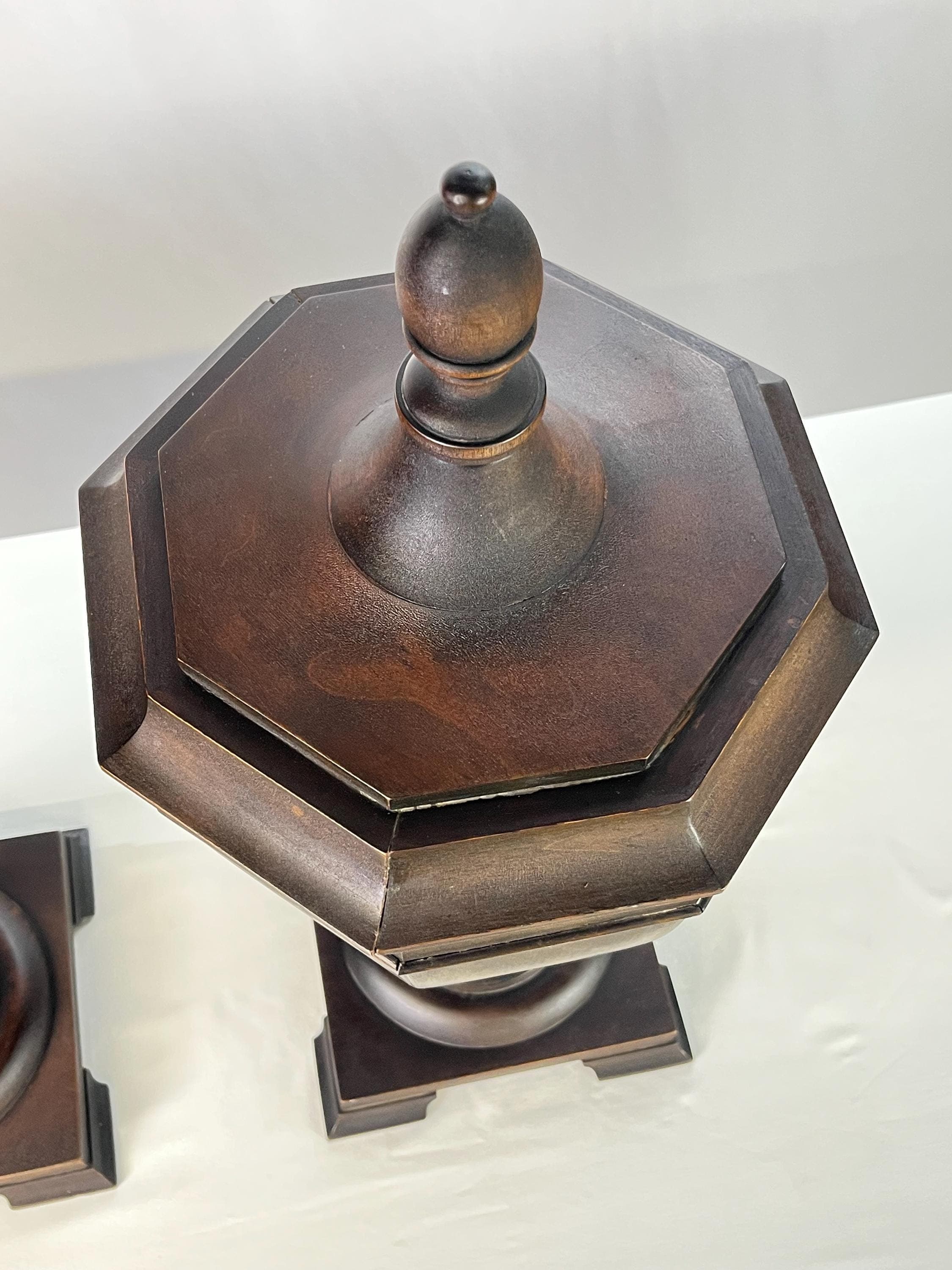 Antique Neoclassical Octagonal Mahogany Knife Boxes - A Pair - Thumbnail 15