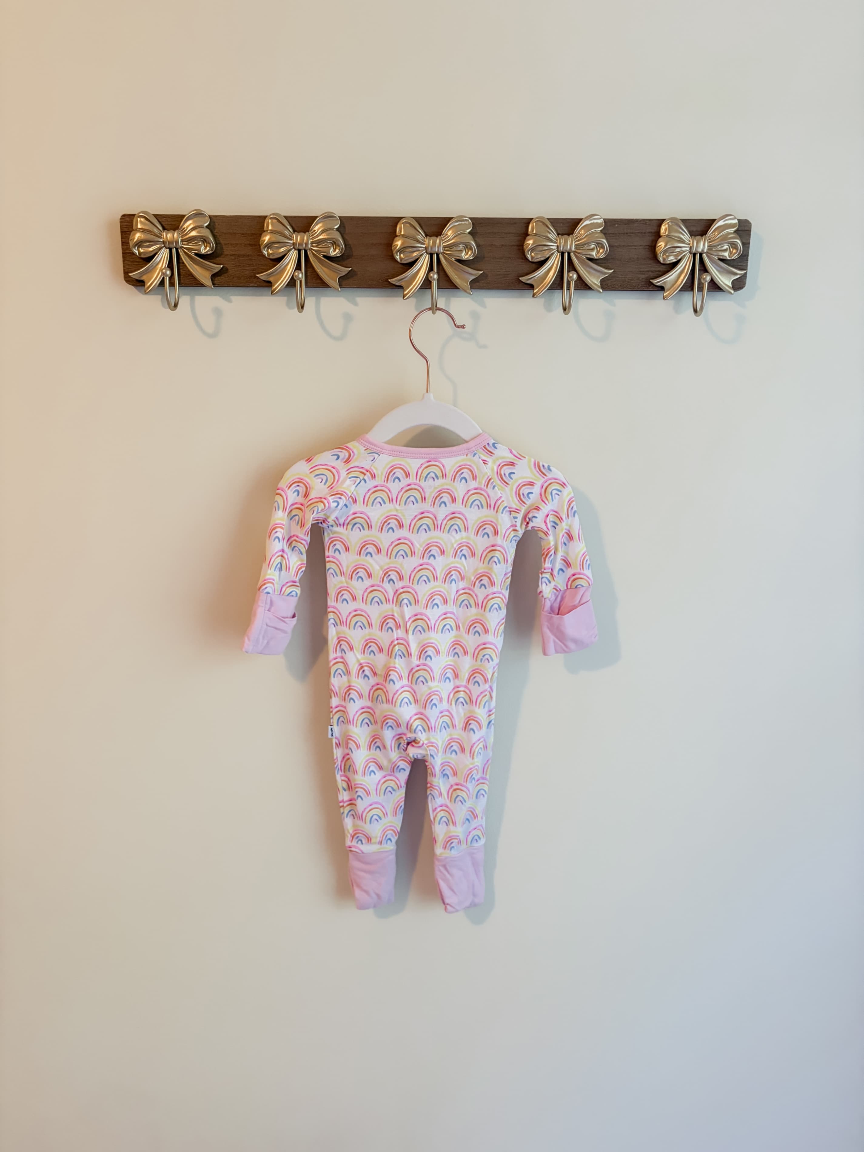 Little Sleepies size newborn girls rainbow print sleeper - Thumbnail 2