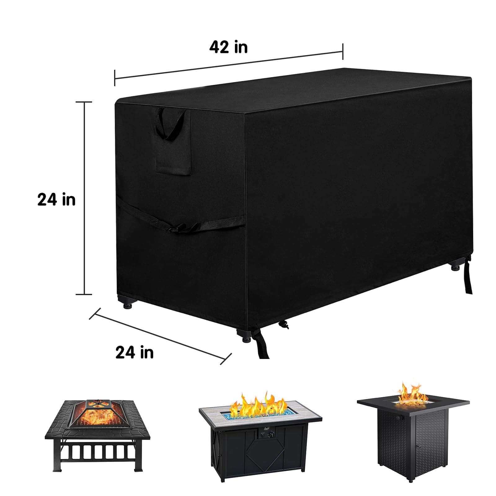 M Jjypet Fire Pit Cover Rectangular 42 Inch 600D Heavy Duty Oxford Fire Table - Thumbnail 2