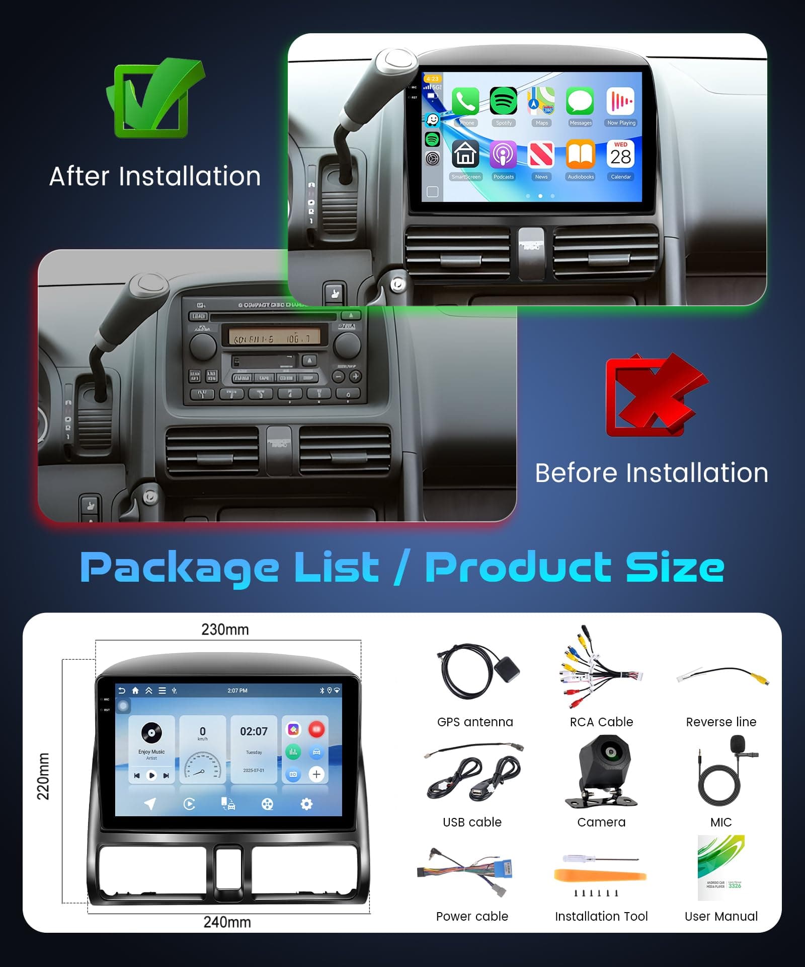 Rimoody 4G64G Android 15 Car Stereo For Honda Crv 2002-2006 Wireless Carplay - Thumbnail 7