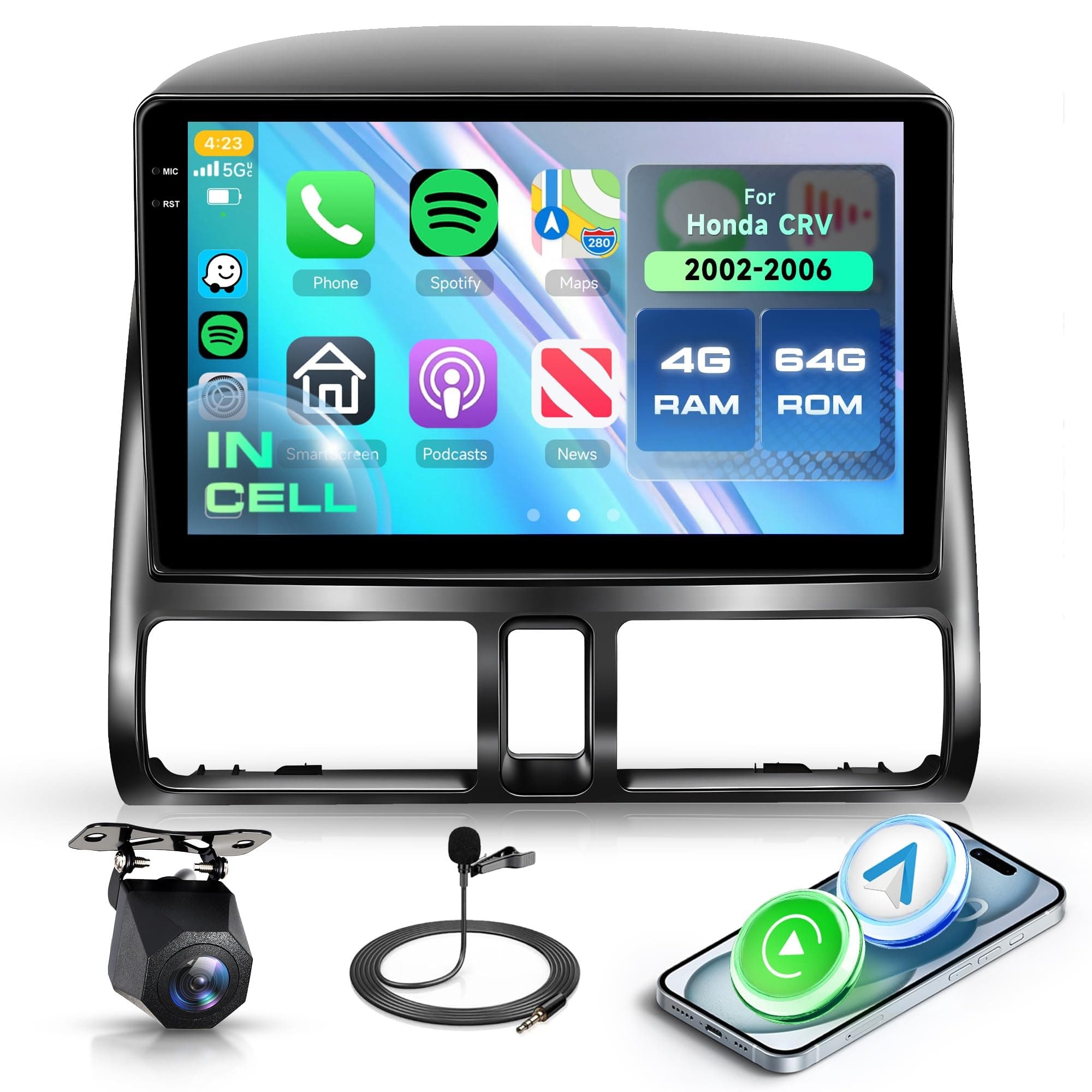 Rimoody 4G64G Android 15 Car Stereo For Honda Crv 2002-2006 Wireless Carplay
