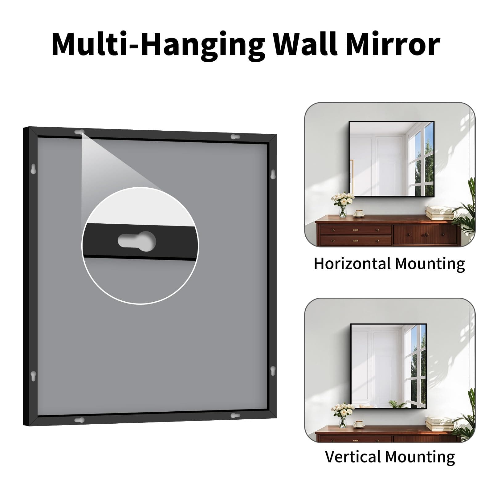 Koonmi Black Framed Bathroom Mirror - Shatterproof 32X28 Tempered Glass Hd No - Thumbnail 5