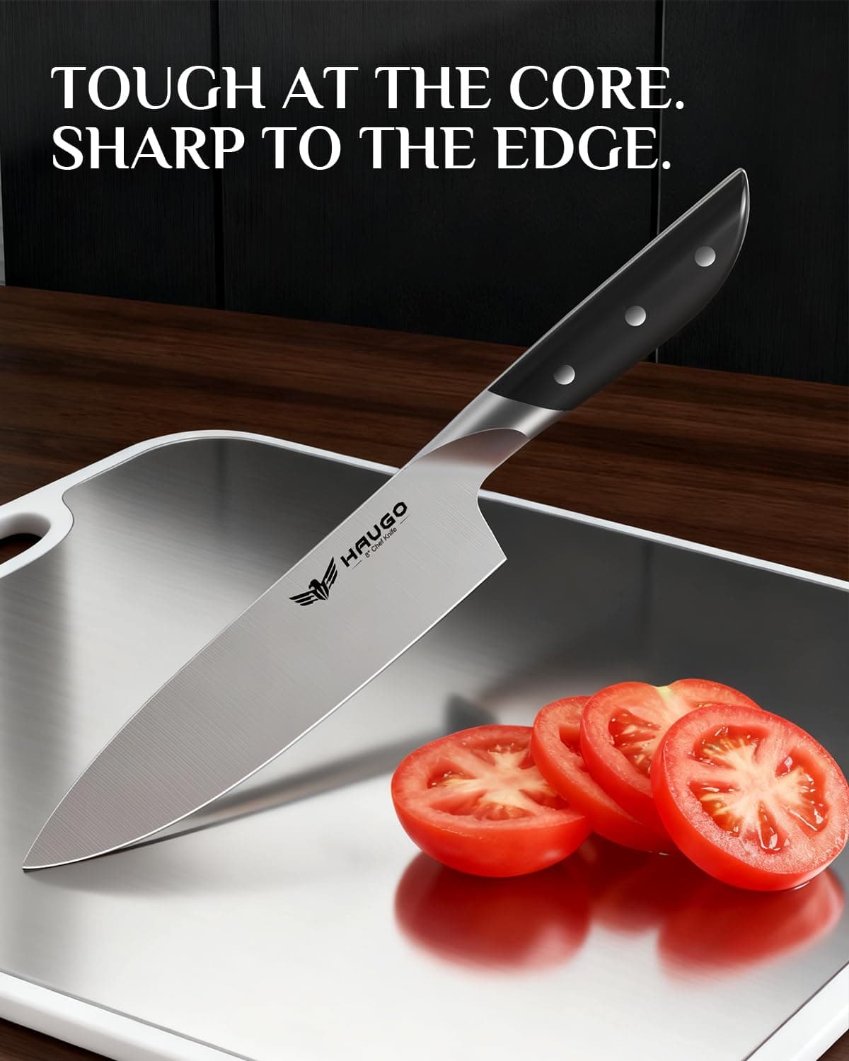 Haugo Kitchen Knife Set Block 14-Piece German Stainless Steel Full Tang - Thumbnail 4