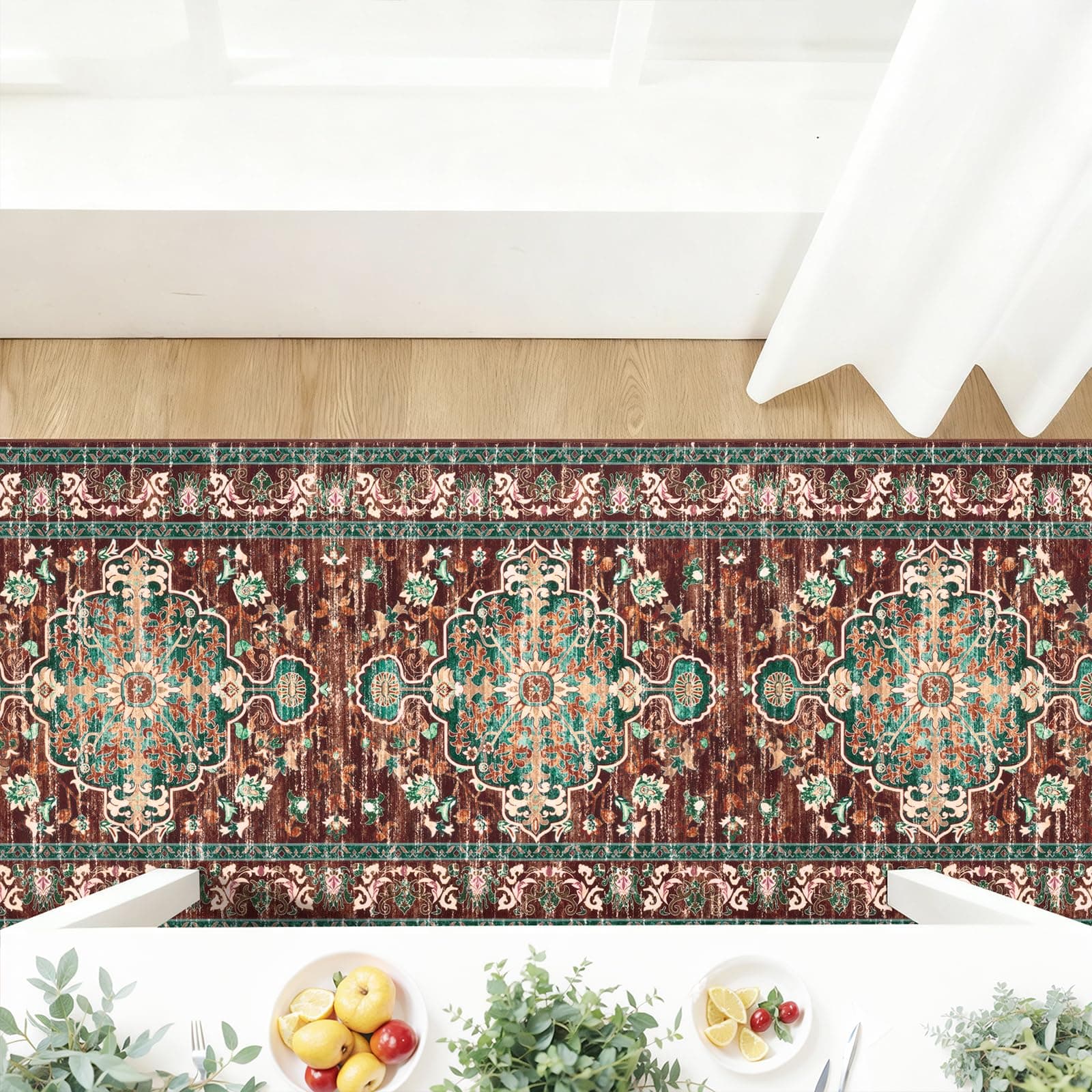 U'Artlines Uartlines 3 X 14 Boho Hallway Runner Rug Rust Non Slip Washable - Thumbnail 6