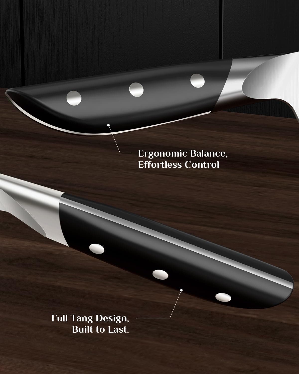 Haugo Kitchen Knife Set Block 14-Piece German Stainless Steel Full Tang - Thumbnail 5