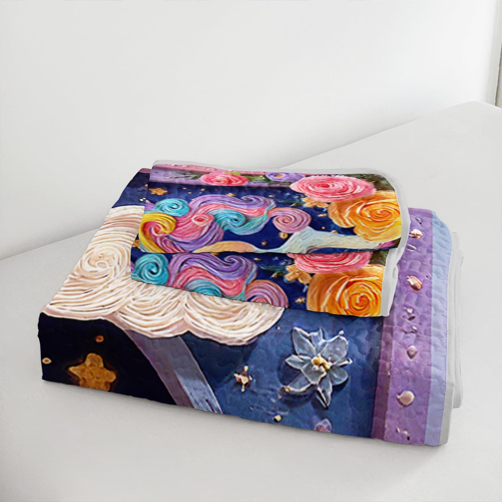 Lneffble Rainbow Unicorn Prints Quilt Set Twin Size For Grilstwin Size Kids - Thumbnail 5