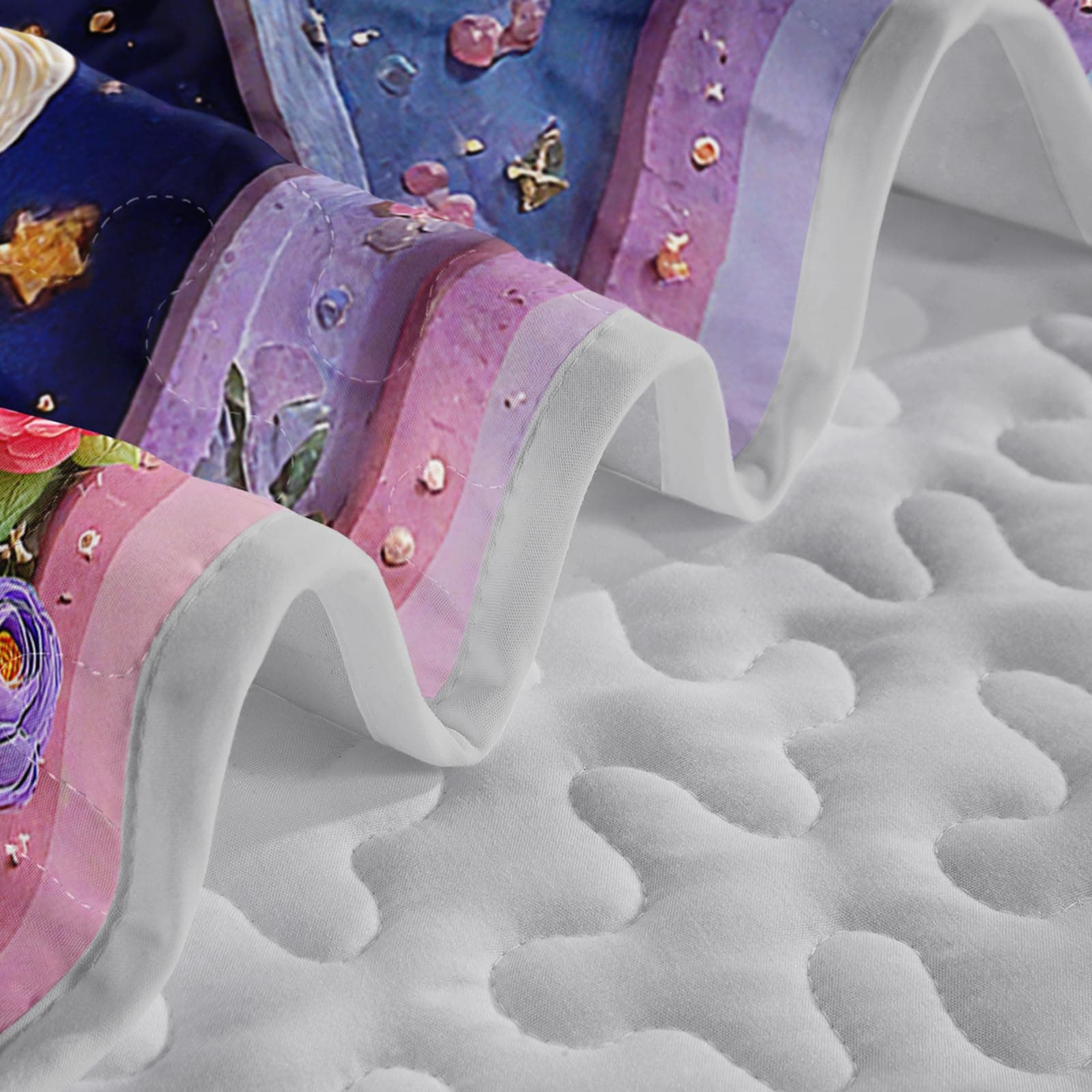 Lneffble Rainbow Unicorn Prints Quilt Set Twin Size For Grilstwin Size Kids - Thumbnail 6