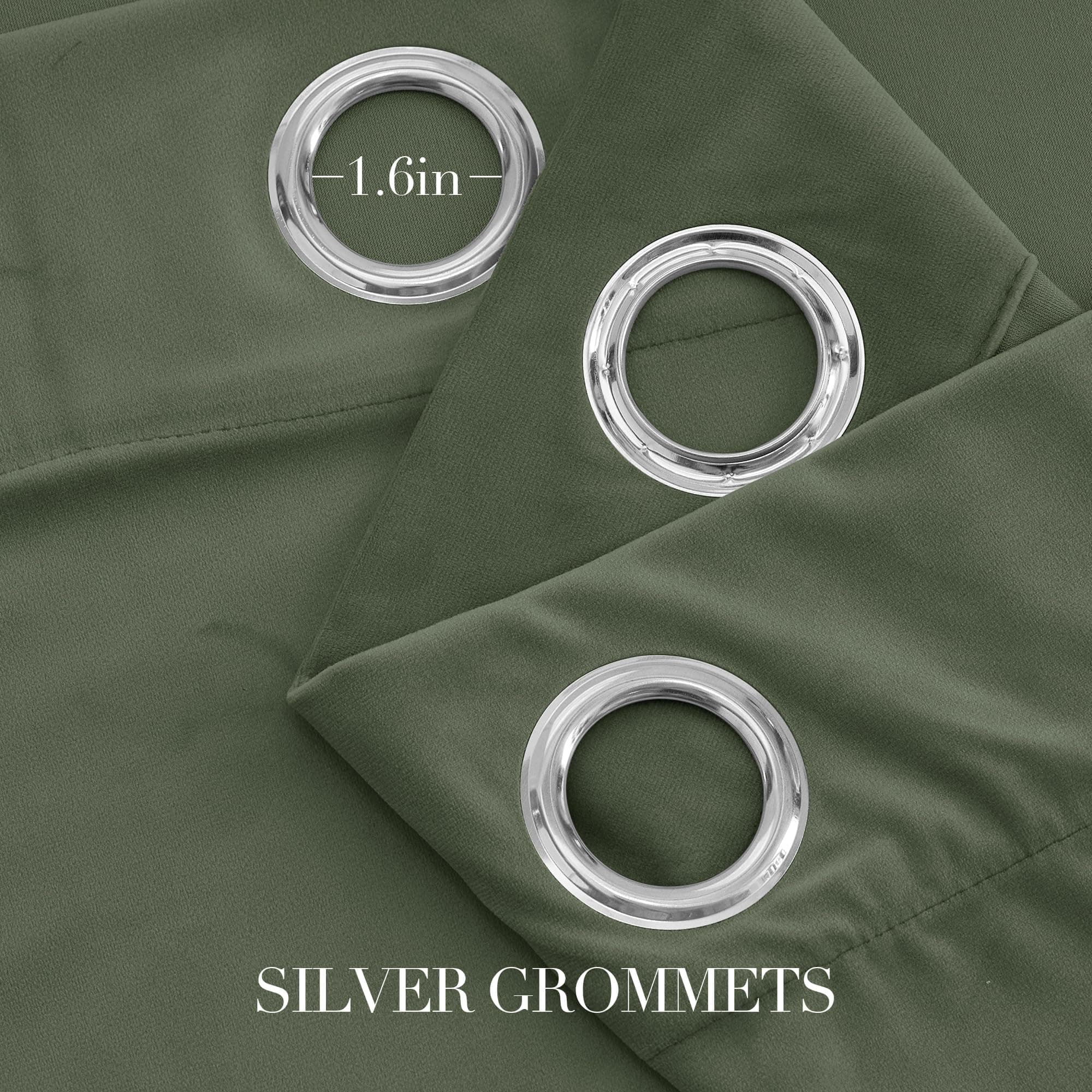 Nicetown Sage Green Velvet Curtains Drapes 108 Inch Long - Half Blackout - Thumbnail 5