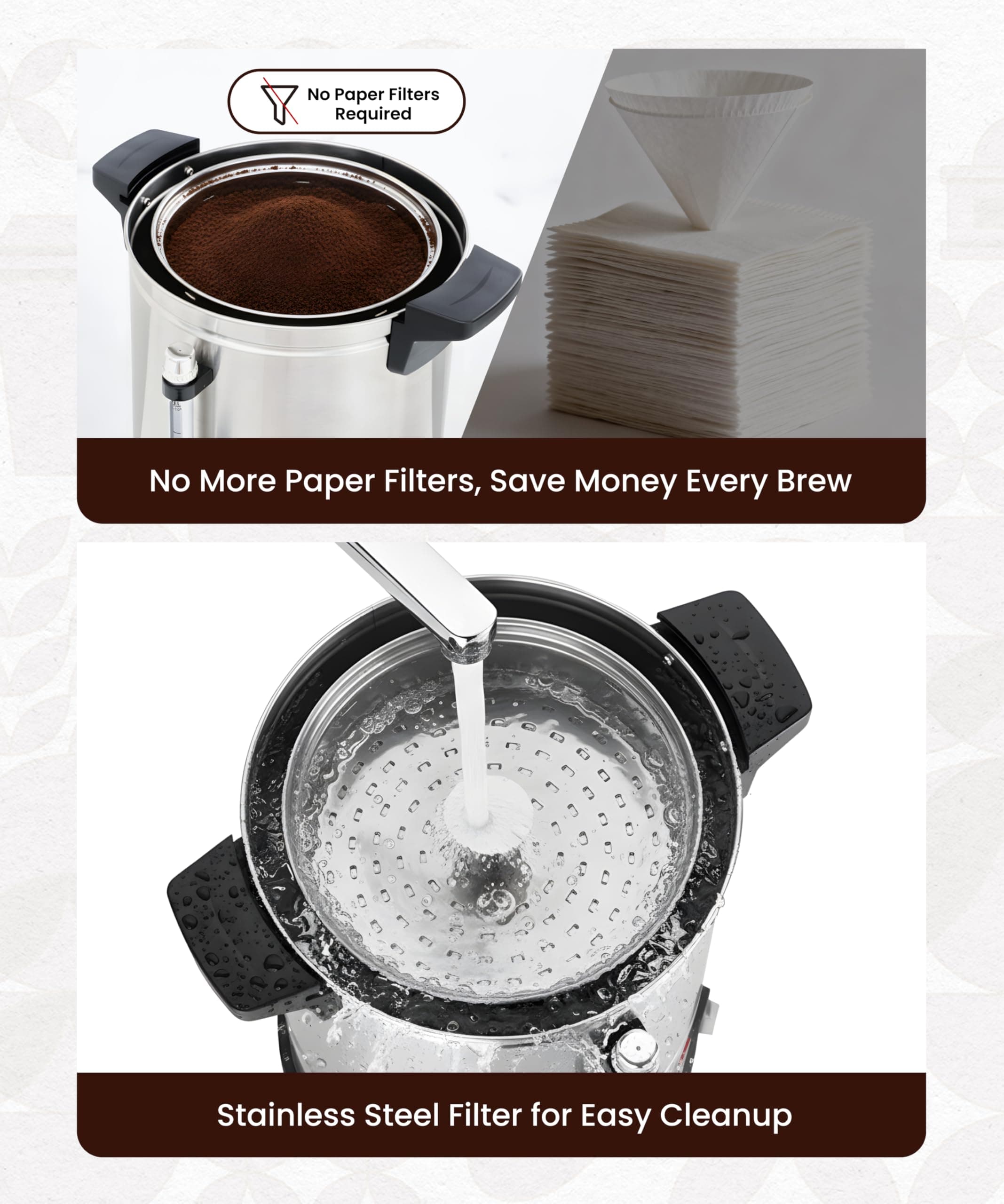 Azzo Kitchen Commercial Coffee Maker 40-Cup Large Coffee Urn Percolator Coffee - Thumbnail 6