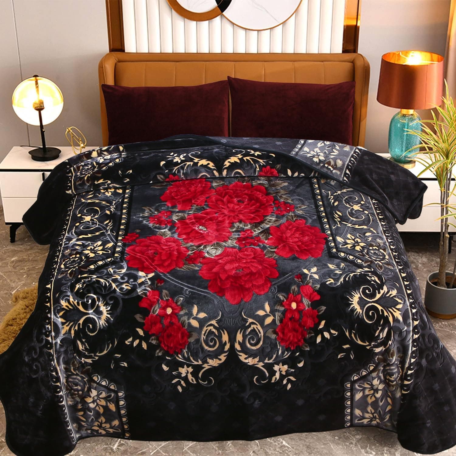 Jyk Plush Fleece Blanket King Size 85 X 95 9 Pounds Heavy Thick Raschel Winter