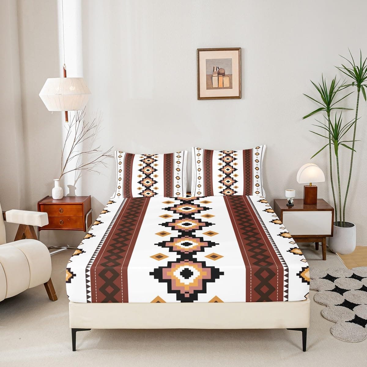 Castle Fairy Aztec Boho Sheets King 4Pcs Ethnic Bed Sheets Set Retro Exotic - Thumbnail 6