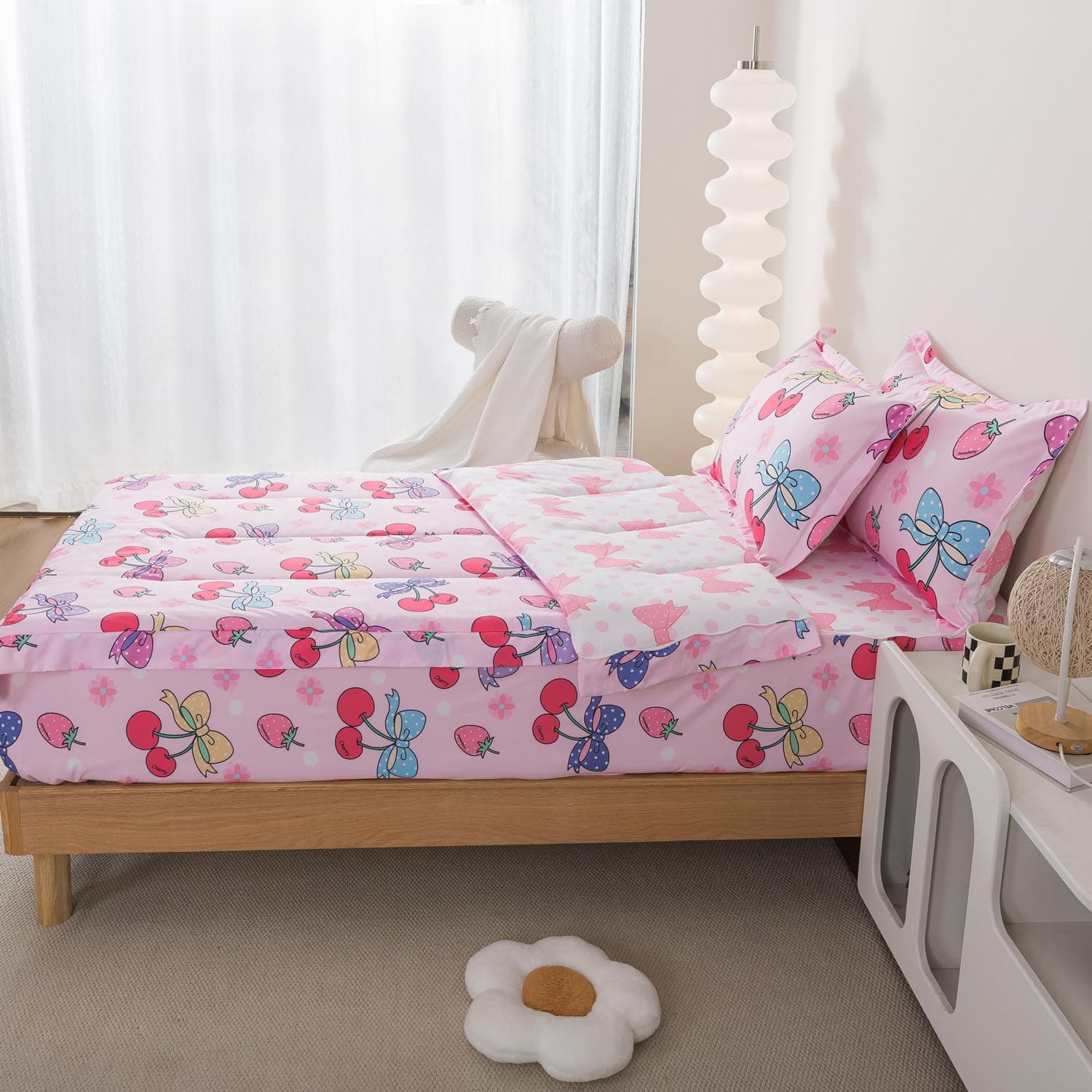 Qjmiaofang Zipper Bedding Twin Girls Cherry Bedding For Kids Zip Up Comforter - Thumbnail 4