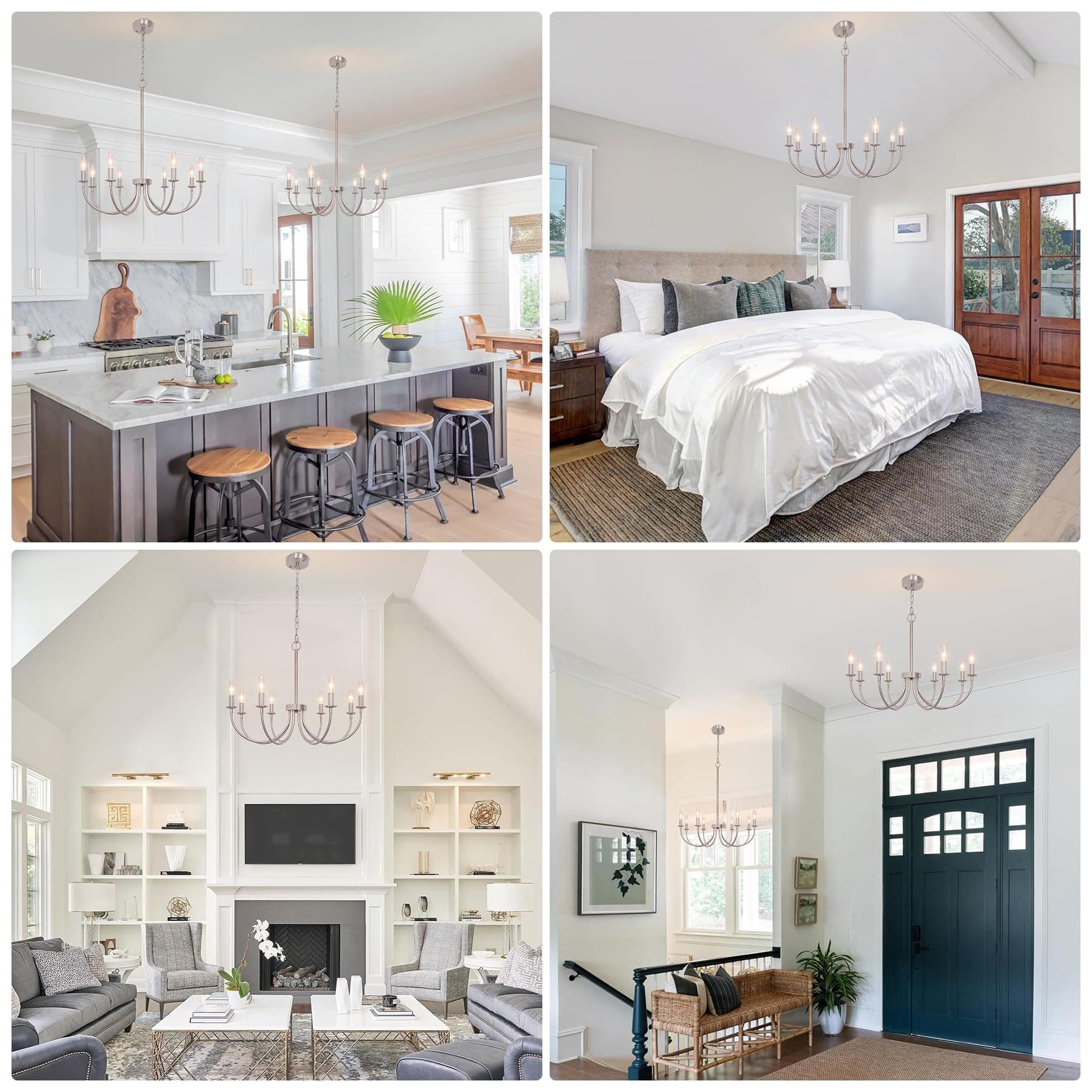 Puyveyor 8-Light Farmhouse Chandelier For Dining Room Brushed Nickel Chandelier - Thumbnail 3