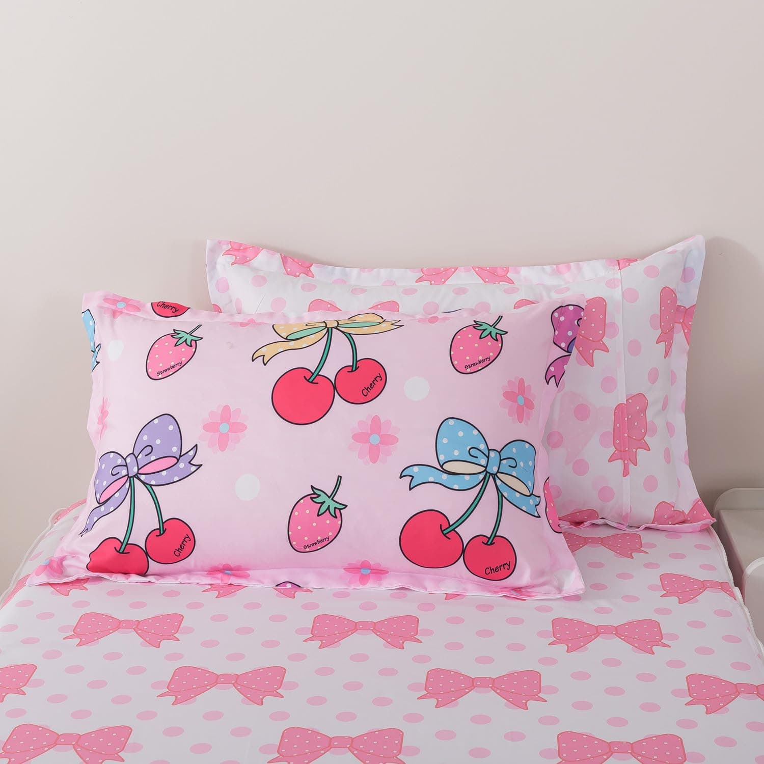 Qjmiaofang Zipper Bedding Twin Girls Cherry Bedding For Kids Zip Up Comforter - Thumbnail 5