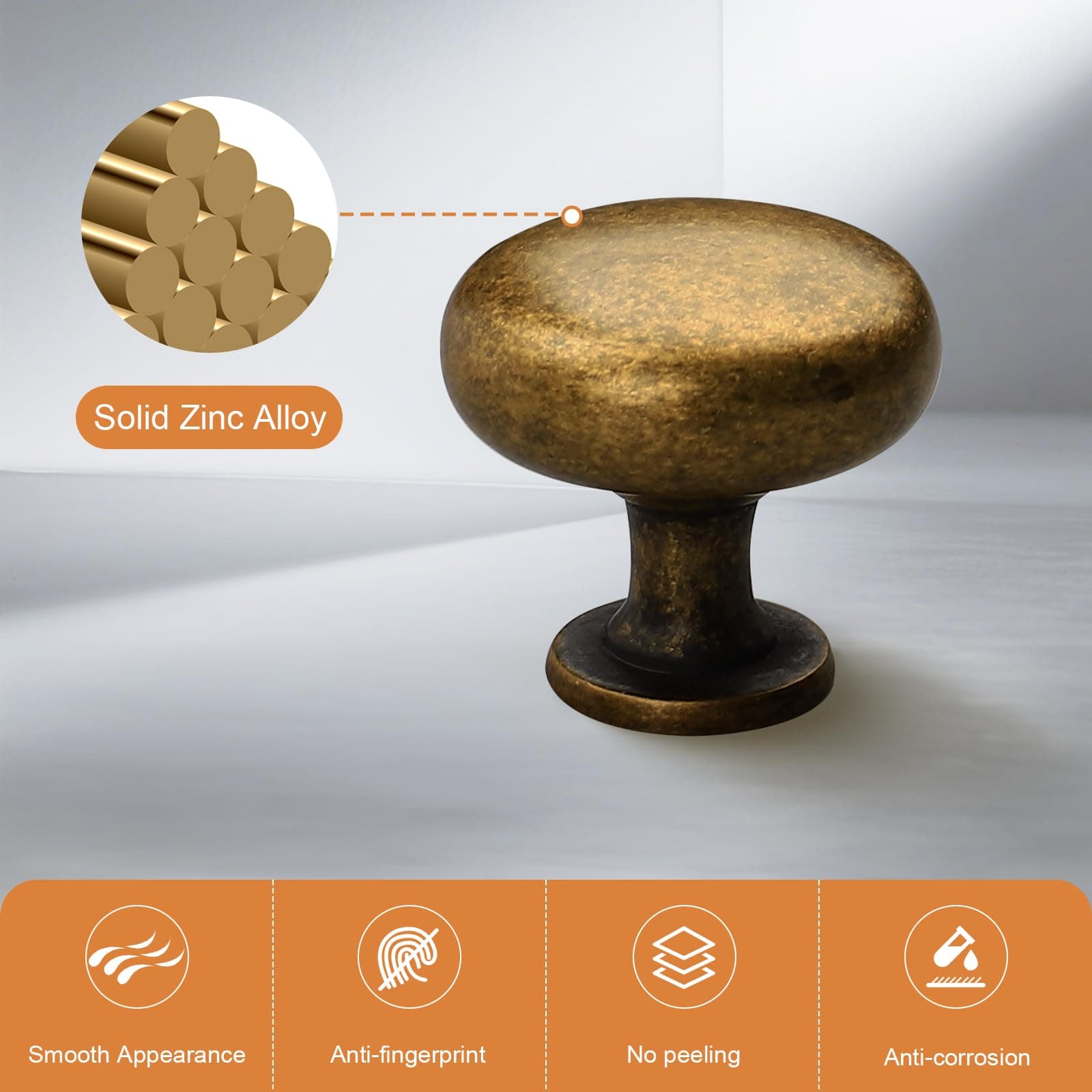 Probrico 30 Pack Antique Brass Cabinet Knobs 1-3/16 Inch29.5Mm Diameter Vintage - Thumbnail 3