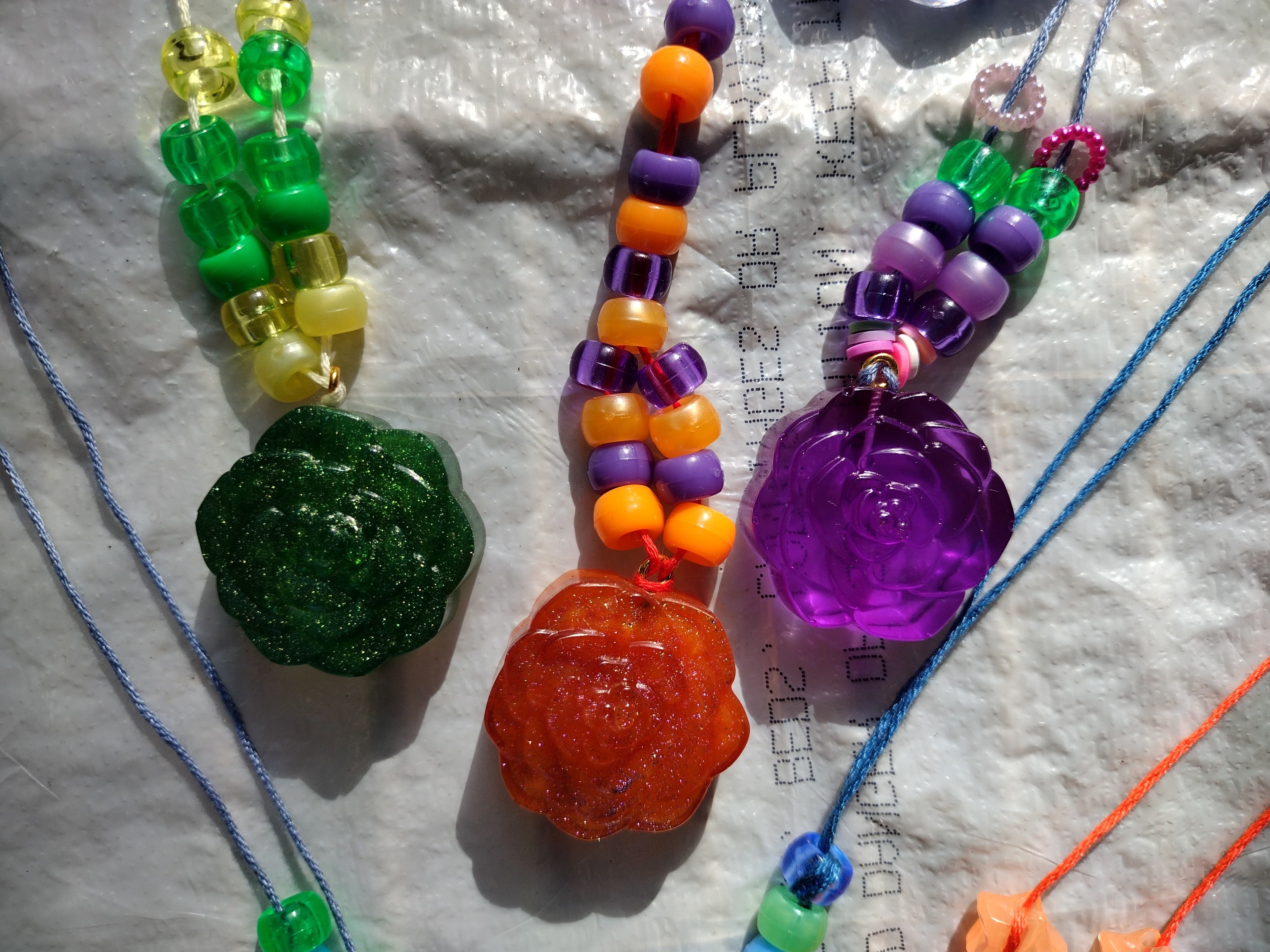 Handmade Resin Rose Necklace- 3D Floral Pendant - Thumbnail 2