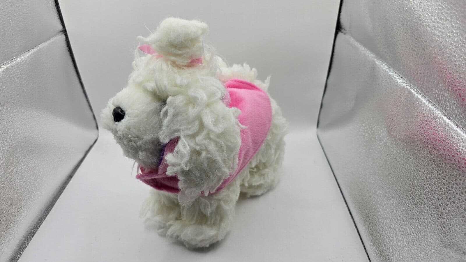 Pucci Pups by Battat Pink Bow and Sweater, Glam Bag with Maltese Pup – Plush - Thumbnail 4