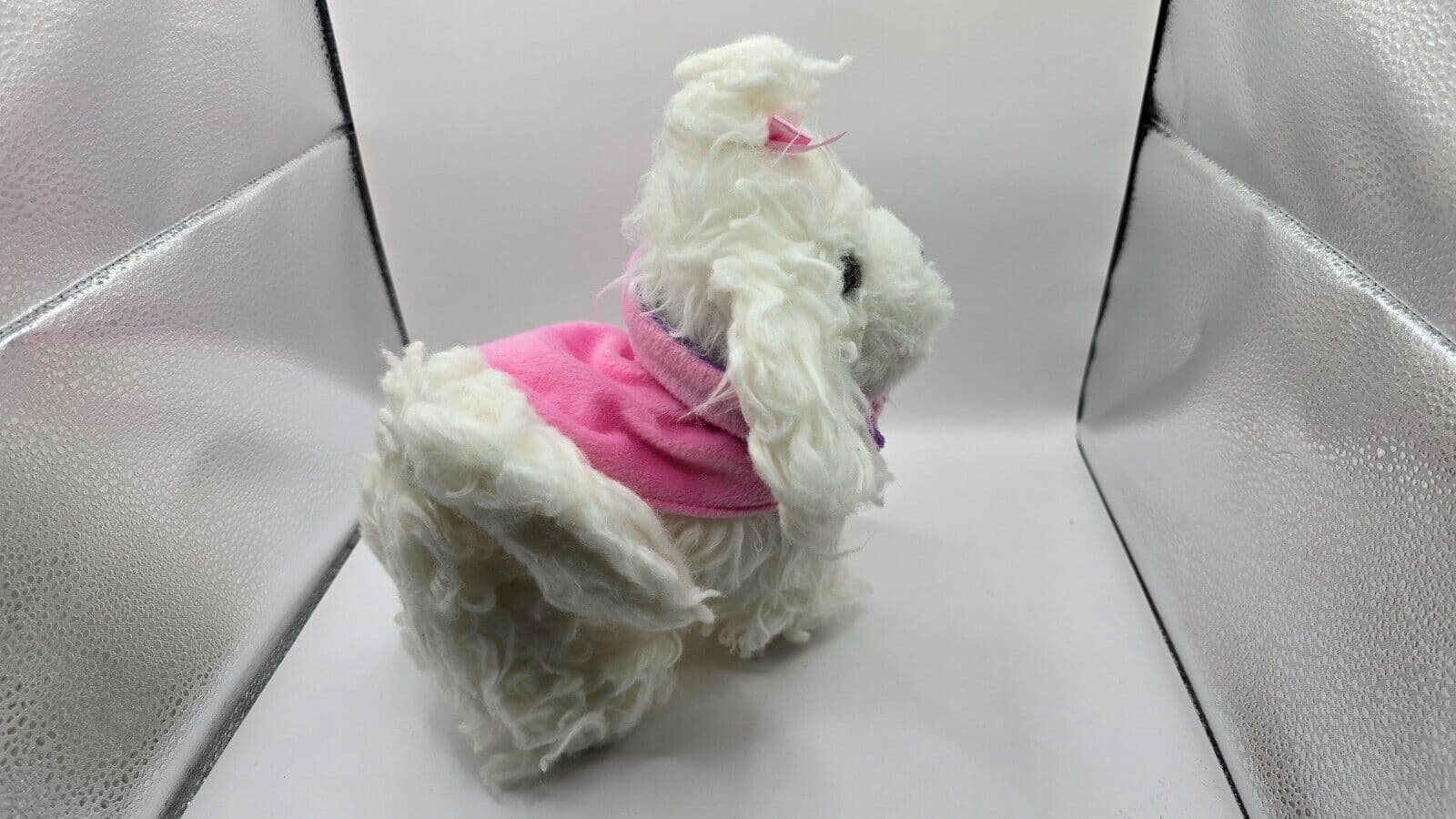 Pucci Pups by Battat Pink Bow and Sweater, Glam Bag with Maltese Pup – Plush - Thumbnail 5