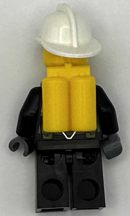LEGO Minifigure -Fire Fighter Male - Reflective Stripes Black Uni - Thumbnail 2