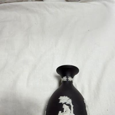 Wedgwood Black Basalt Greek Relief Small Bottle Vase Ceramic Matte Greek Figures - Thumbnail 6