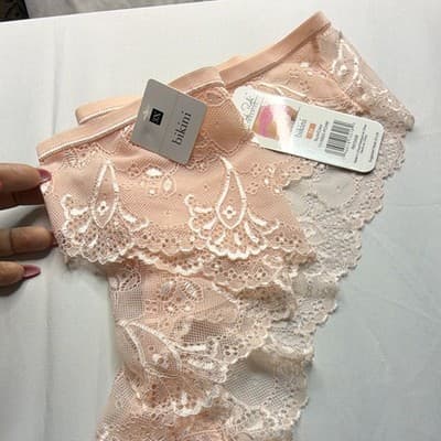 René Rofé Lingerie Women's Bikini Panties 3X Pink Floral Lace 2-Pack MPN - Thumbnail 5