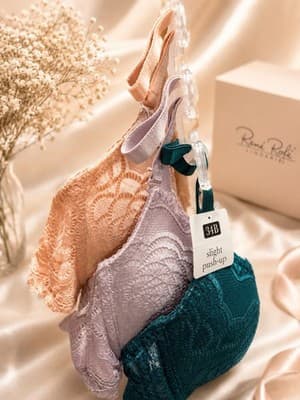 René Rofé Lingerie 3-Pack Lace Floral Sheer Push-Up Underwire Bras 34B - Thumbnail 4
