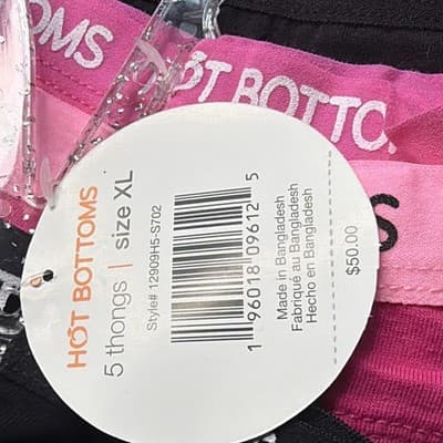 Hot Bottoms 5-Pack Women's Thong Panties XL Graphic Print Love Logo Multicolor - Thumbnail 4