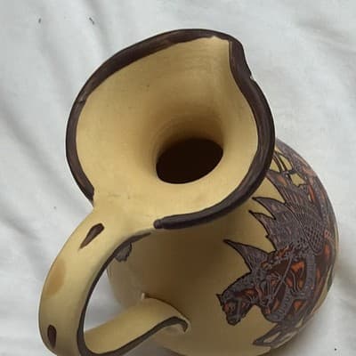 Manousakis Keramik Handmade Hand Painted Greek Mythology Ceramic Pitcher - Thumbnail 4