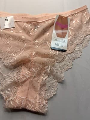 René Rofé Women's Bikini Panties 1X Pink Floral Lace Sheer Stretch 1-Pack - Thumbnail 3