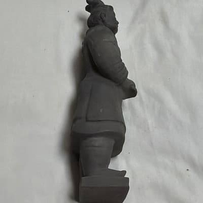 Chinese Terracotta Warrior Style Figurine Statue, Gray Base w/ Gold Characters - Thumbnail 2