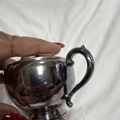 Antique Silverplate Covered Sugar Bowl w/ Lid & Double Handles - Thumbnail 3