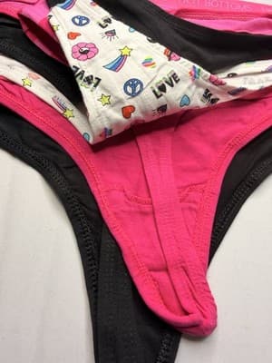 Hot Bottoms 5-Pack Women's Thong Panties L Cotton Stretch Love Multicolor - Thumbnail 6