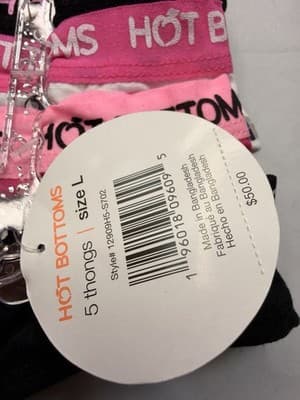 Hot Bottoms 5-Pack Women's Thong Panties L Cotton Stretch Love Multicolor - Thumbnail 9