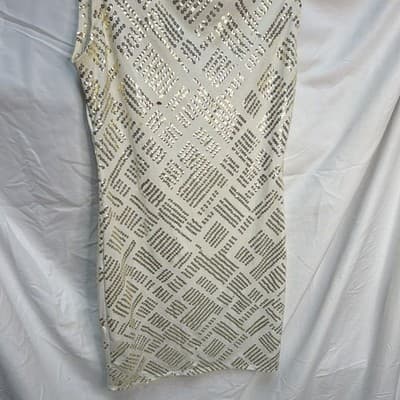Charlotte Russe Women's White/Gold Geometric Sequin Cut-Out Back Sheath M - Thumbnail 3