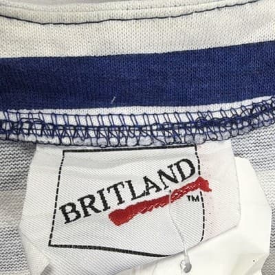 Britland Women's Blue White Striped Knit V-Neck Short Sleeve Tie-Front Tee M - Thumbnail 3
