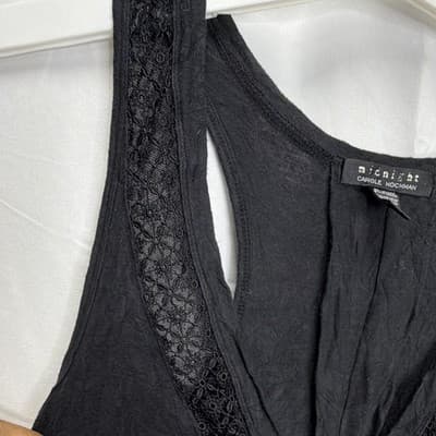 Carole Hochman Midnight Black Sleeveless Lace V-Neck Robe S Modal Spandex - Thumbnail 3