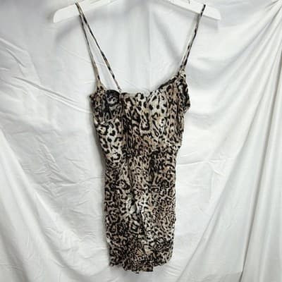 rue21 Brown/Black Leopard Animal Print Strappy Sleeveless Rayon mini dress - Thumbnail 4