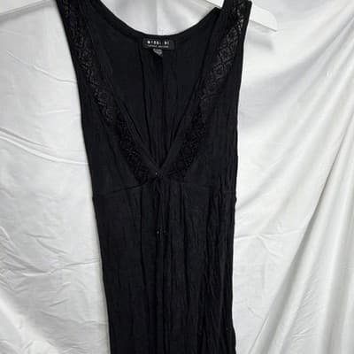 Carole Hochman Midnight Black Sleeveless Lace V-Neck Robe S Modal Spandex - Thumbnail 2