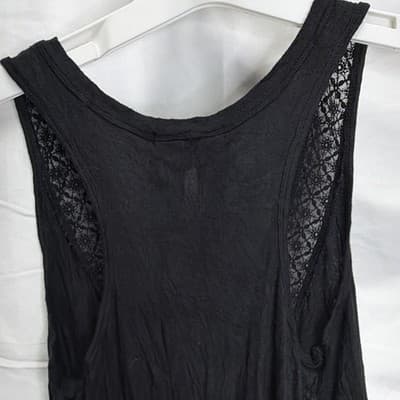 Carole Hochman Midnight Black Sleeveless Lace V-Neck Robe S Modal Spandex - Thumbnail 5
