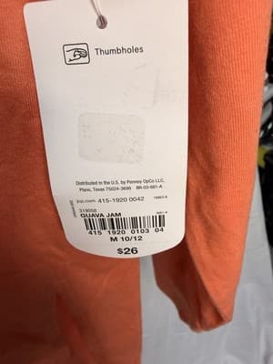 Xersion Boys M 10/12 Orange Long Sleeve V-Neck Shirt Pullover w/ Thumbholes - Thumbnail 2