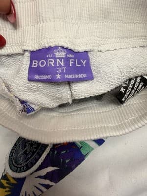 Born Fly Boys Swim Trunks 3T Multicolor Tropical Floral Palm Tree Cotton - Thumbnail 3