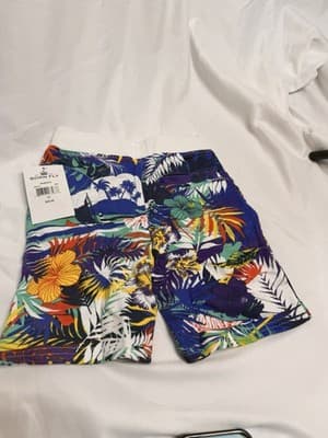 Born Fly Boys Swim Trunks 3T Multicolor Tropical Floral Palm Tree Cotton - Thumbnail 2