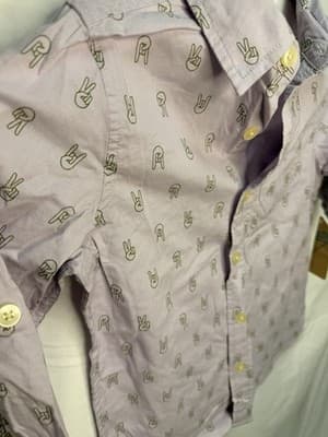 Thereabouts Boys XS 6/7 Purple Long Sleeve Button-Up Peace Shirt w/ Pockets - Thumbnail 2