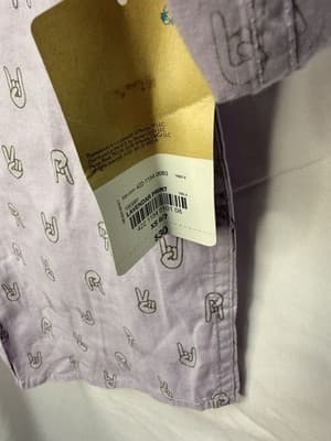 Thereabouts Boys XS 6/7 Purple Long Sleeve Button-Up Peace Shirt w/ Pockets - Thumbnail 3