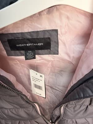 WEATHERTAMER Girls Grey Puffer Jacket Hooded Fur Trim Size 5/6 Polyester - Thumbnail 3