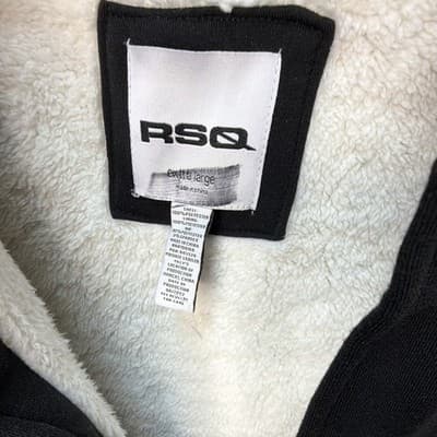 RSQ Black/Beige Varsity Jacket XL Snap Front Lined Short Jacket w/ Pockets - Thumbnail 2