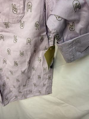 Thereabouts Boys XS 6/7 Purple Long Sleeve Button-Up Peace Shirt w/ Pockets - Thumbnail 4