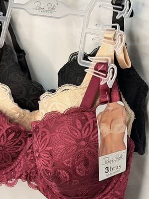 René Rofé Lingerie 3-Piece Lace Floral Push-Up Lightly Lined Bra Set 36DD - Thumbnail 3